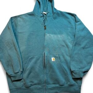 Carhartt teal full zip faded gorpcore hoodie size XL